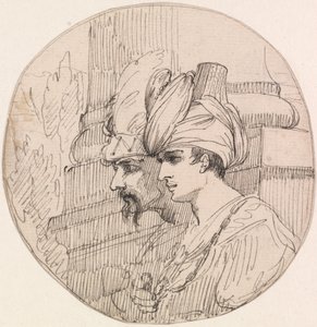 Dos cabezas en un medallón de John Hamilton Mortimer